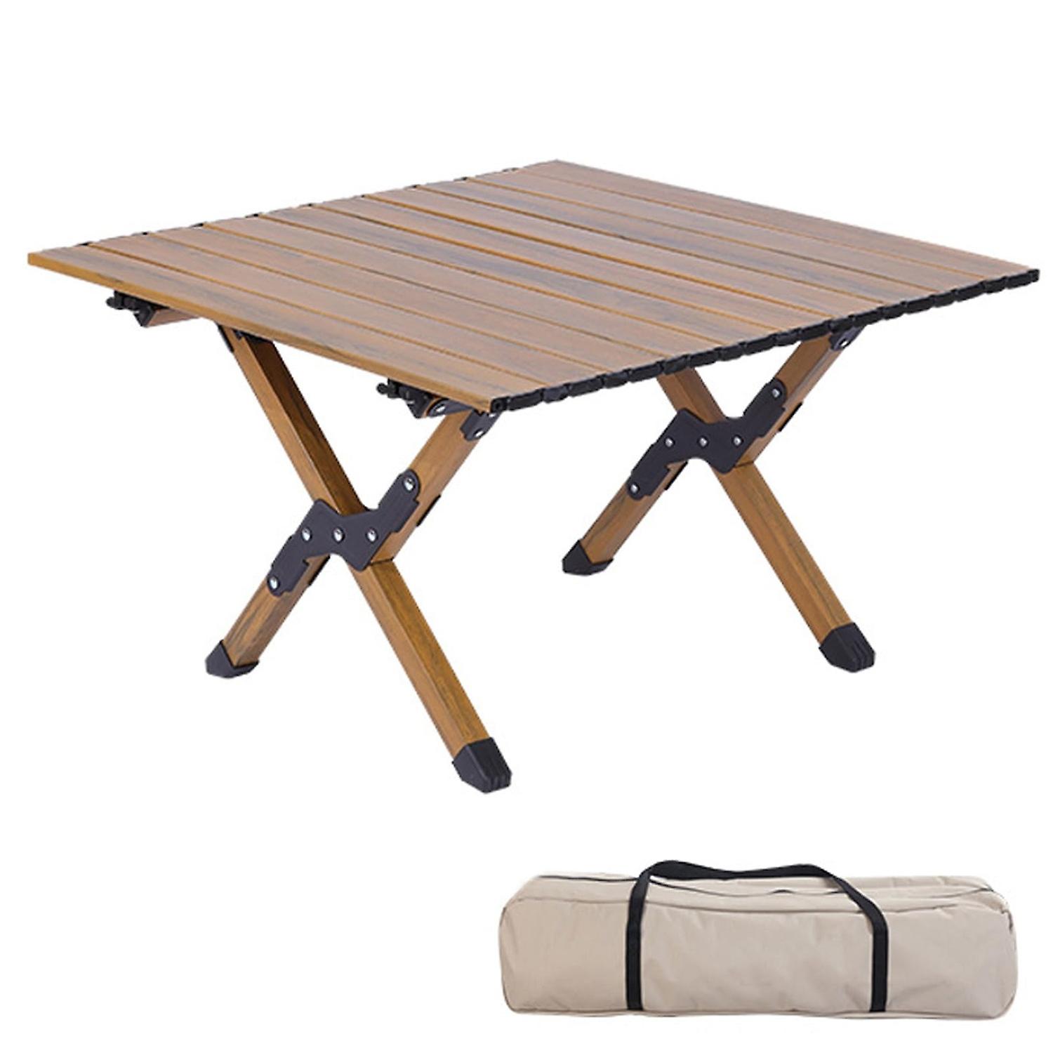 Carbon steel wood grain camping table 4-6 people roll-up lightweight picnic table with large table t