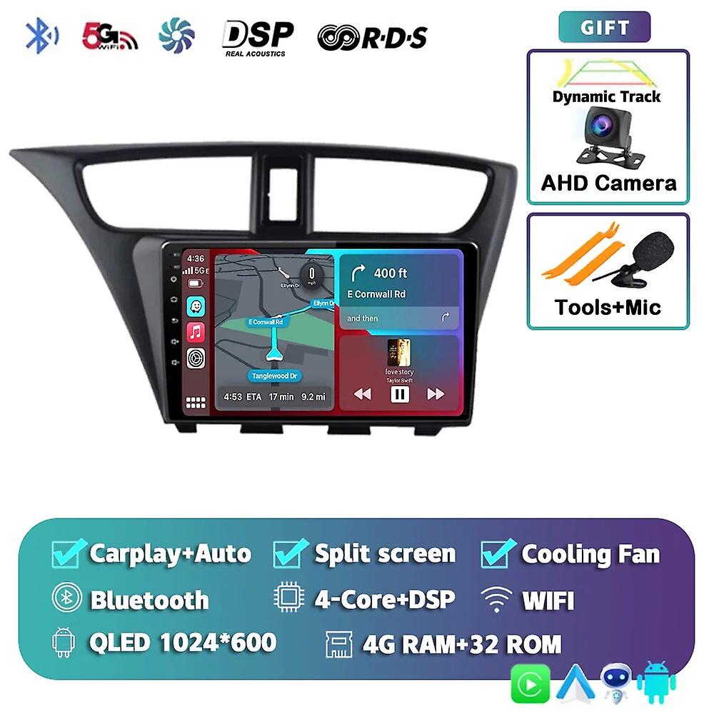 Android 13 Carplay Auto Car Radio For Honda Civic Hatchback 2012 2013 2014 2015 2016 2017 Multimedia Gps Player Stereo Wifi Dsp