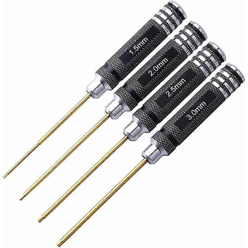 4 Titanium Hex Head Hex Socket Screwdriver for Multi-axis FPV Racing Drone/Quadcopter/Helicopter/Car Models - 1.5/2.0/2.5/3.0mm