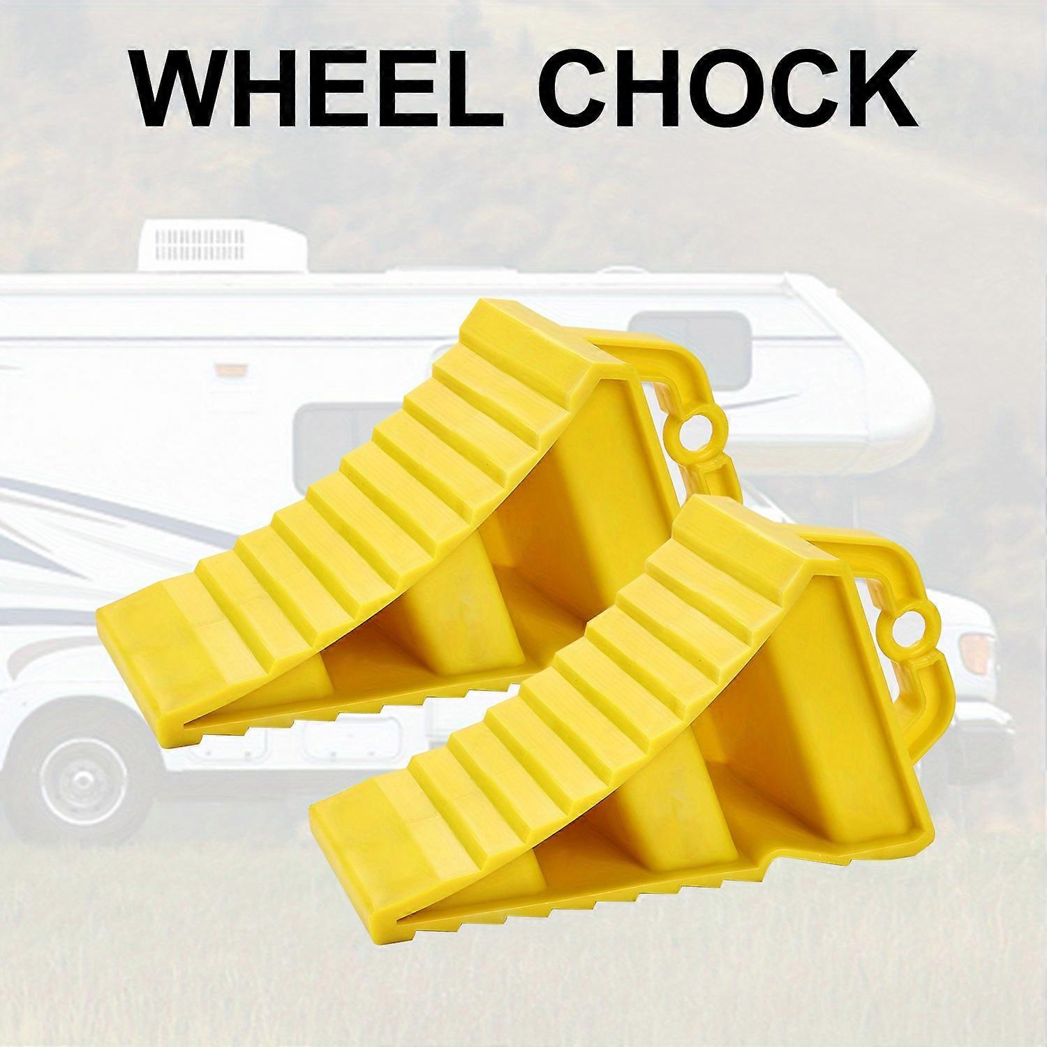 Heavy Duty Wheel Chocks with Handle, Non-Slip Insulation Material, 2pcs/Set - Ideal for RV, Travel Trailers, Campers
