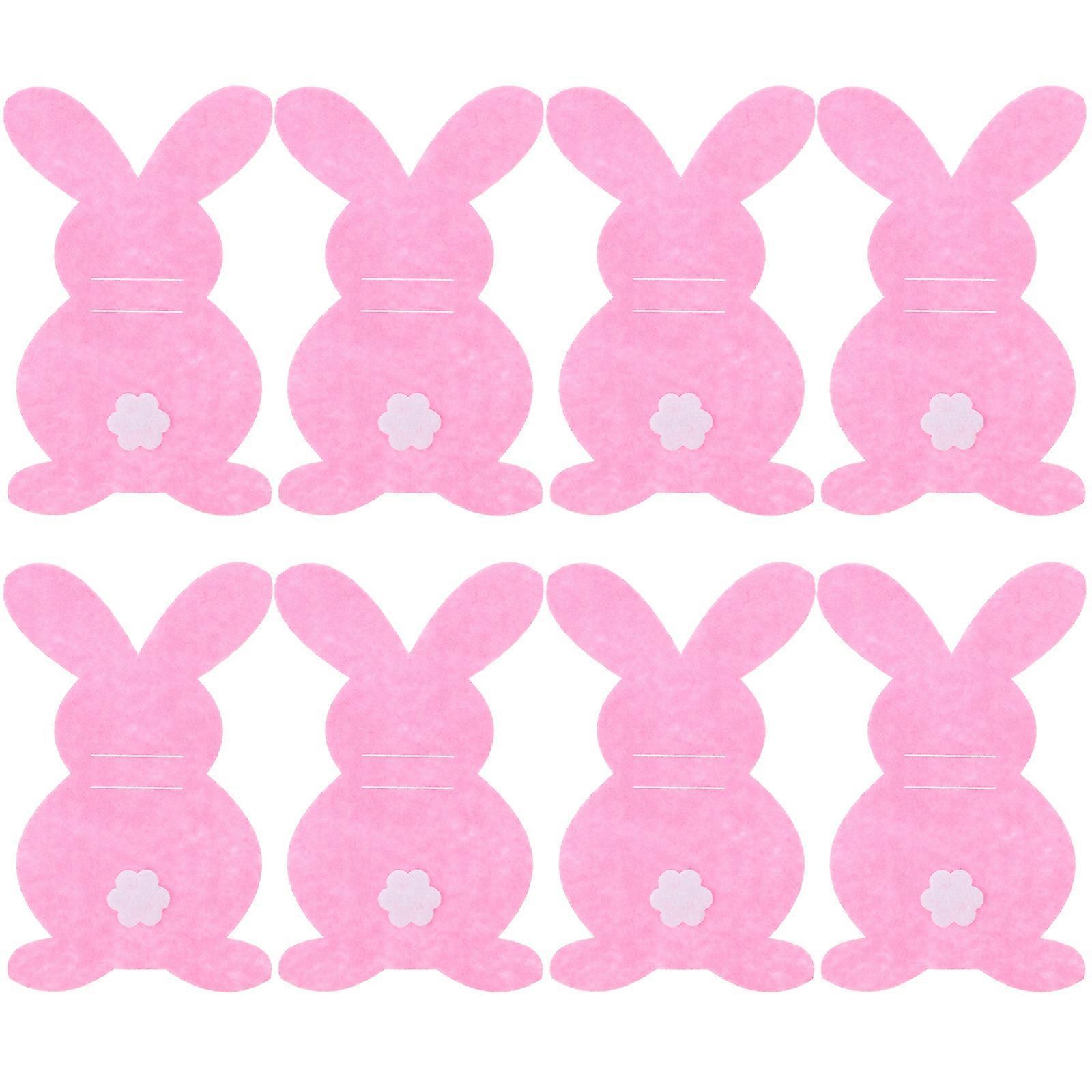 8pcs Silverware Sleeve Easter Party Silverware Bag Cutlery Holder Flatware Rabbit Shaped Pocket