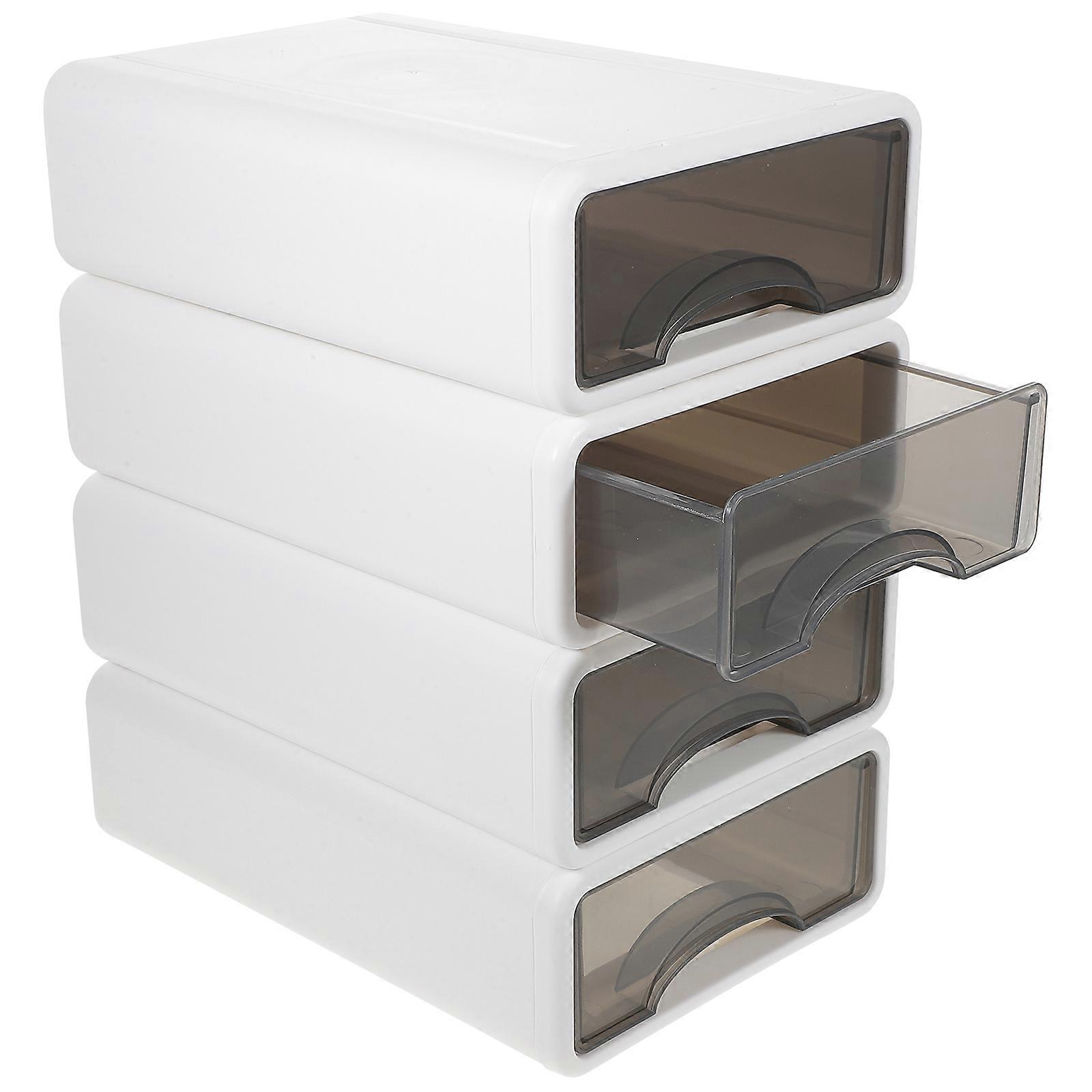 4Pcs Tabletop Storage Boxes Clear Window Drawer Type Sundries Stationery Storage Case