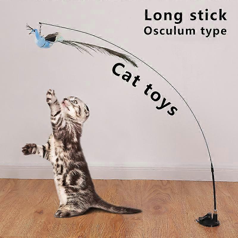 Interactive Cat Toy Funny Simulation Bird Feather With Bell Cat Stick Toy For Kitten Playing Teaser Wand Toy Pet Cats Supplies