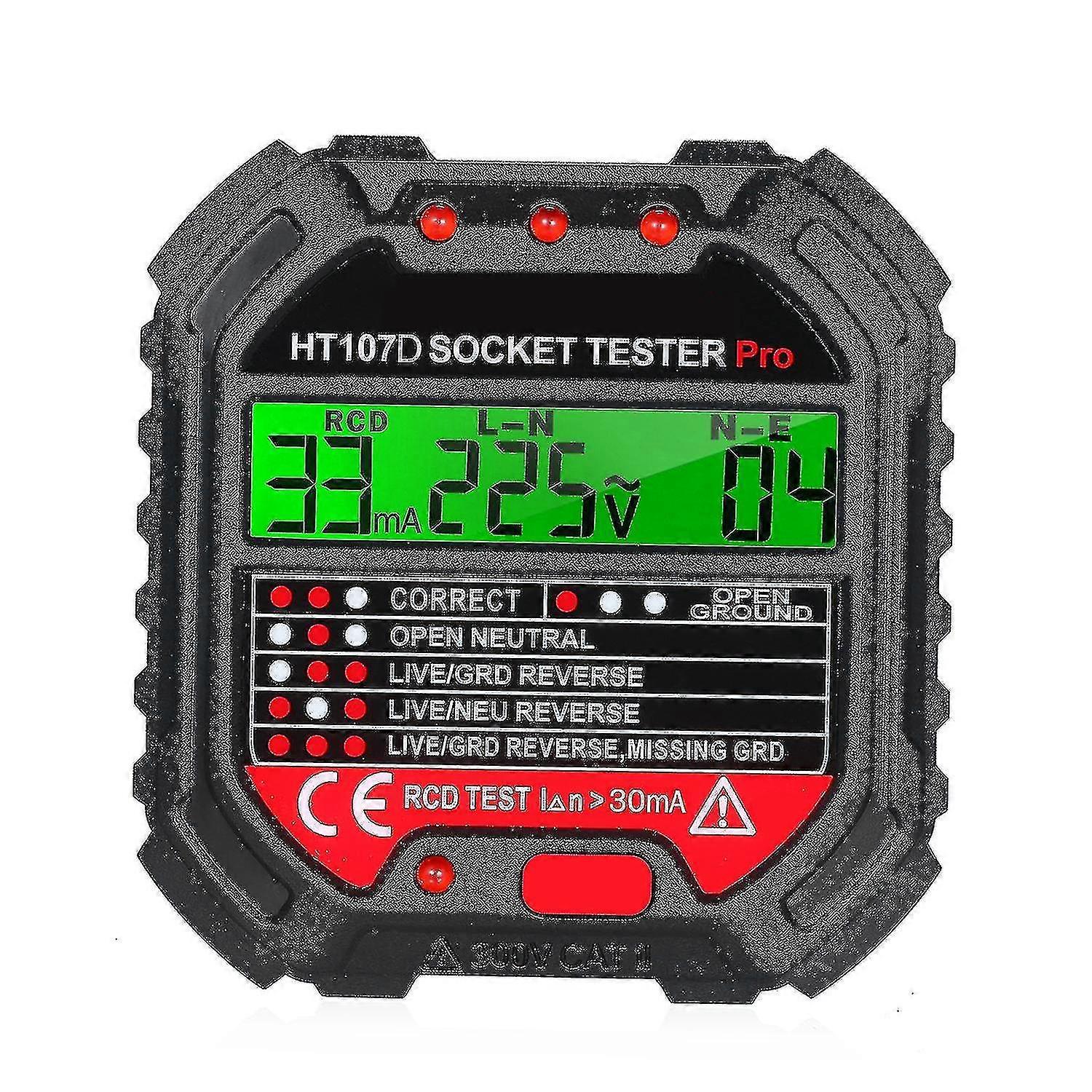 Kkmoon Gfci Outlet Tester With Voltage Display 90-250v Socket Tester Automatic Electric Circuit Polarity Voltage Detector Breaker Finder Ht107d( Size