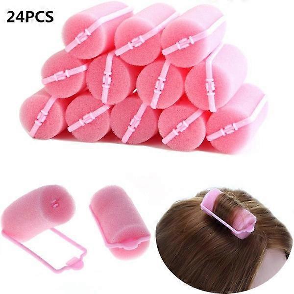 24 pcs Sponge Cushion Hair Rollers Curlers DIY Curls Tool Kit DIY