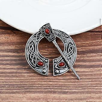 Vintage Viking Brooch Pin - Medieval Cloak Shawl Clasp, Silver Tone Celtic Jewelry - View #6