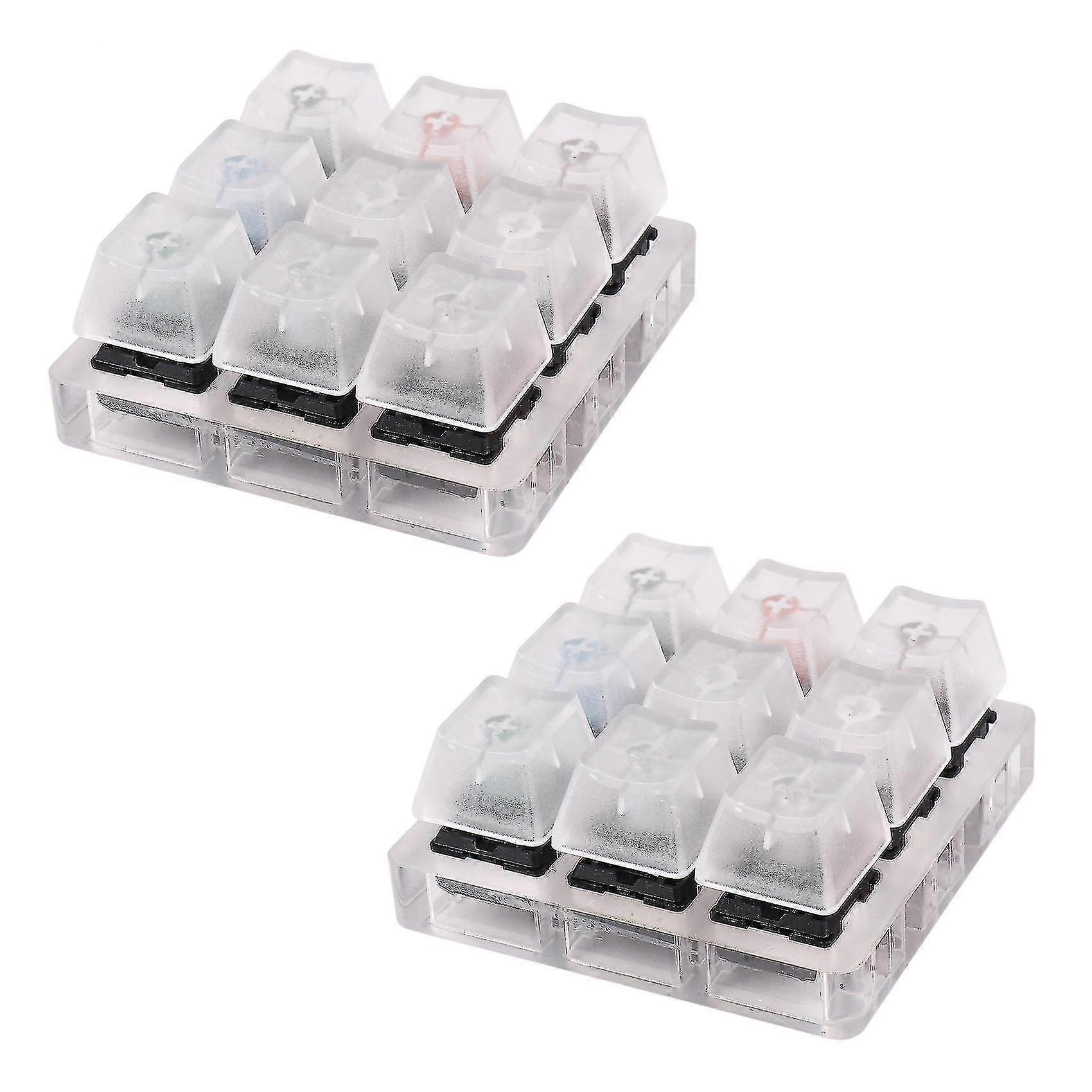 2x Acrylic Keyboard Tester 9 Clear Plastic Keycap Sampler For Cherry Mx Switches