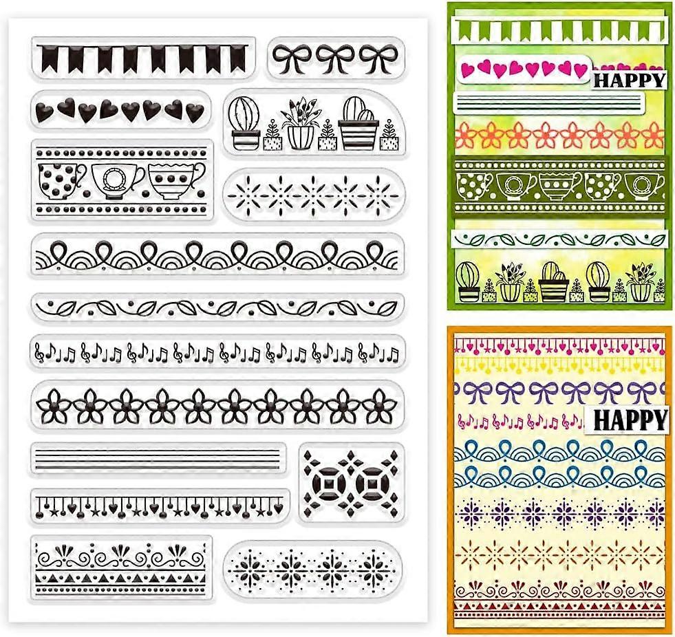 Border Dividing Line Clear Stamps Rubber Stamps Silicone Stamps Transparent Stamp for DIY Photo Albums Holiday Cards Scrapbooking Gift Tags and Other