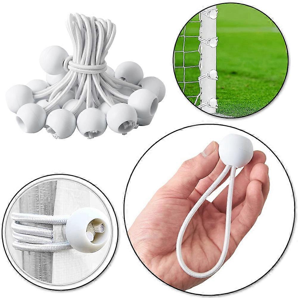 20x Bungee Cords, Pack of Rubber Bands, Bungee Hooks with Plastic Ball, Tent Bungees for Tarps, Gazebo, Tents, High Tension White