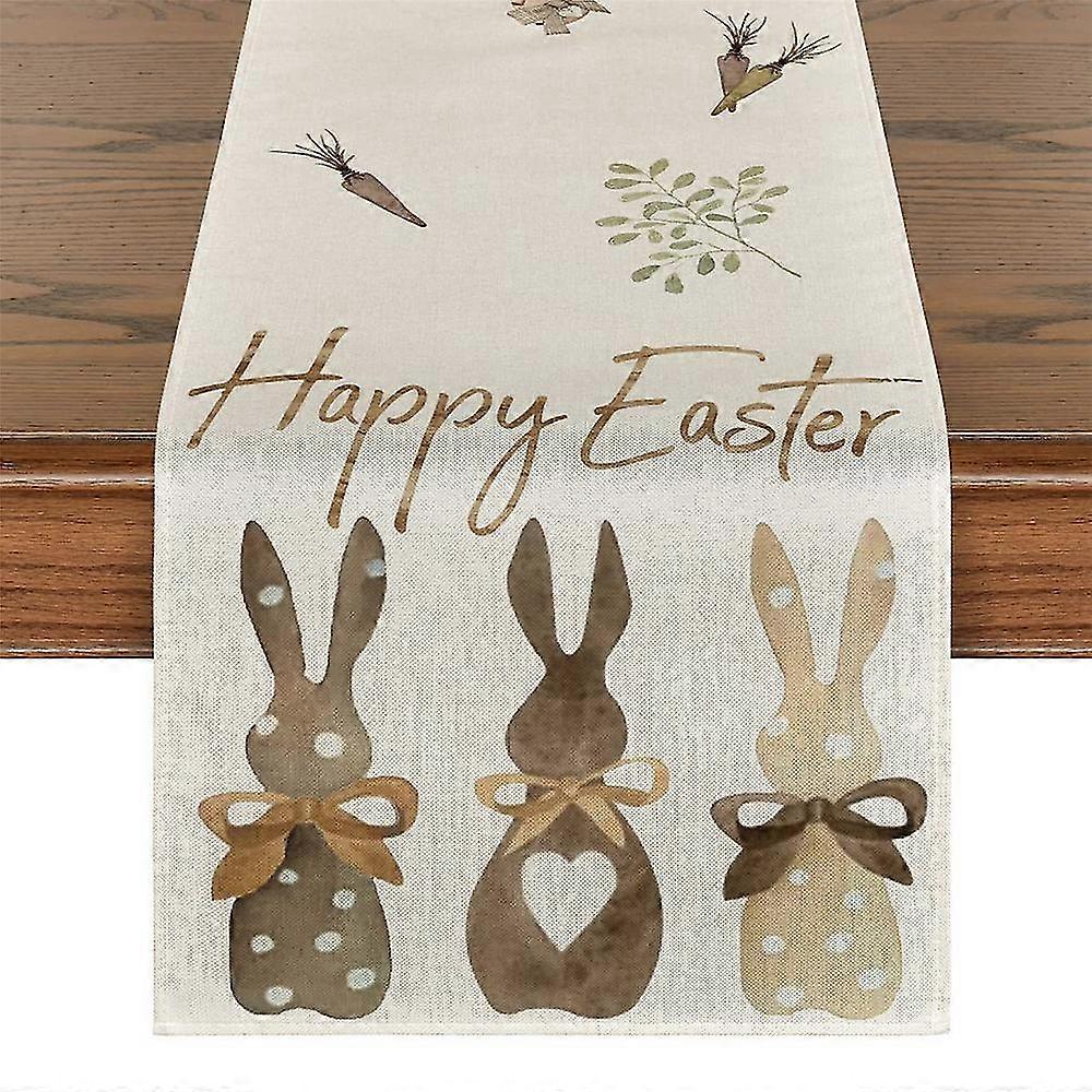 Carrots Bunny Happy Easter Print Table Runner Easter Party Table Cloth Dining Table Decoration