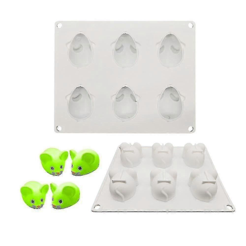 6 Holes Cartoon Mouse Shape Silicone Mold