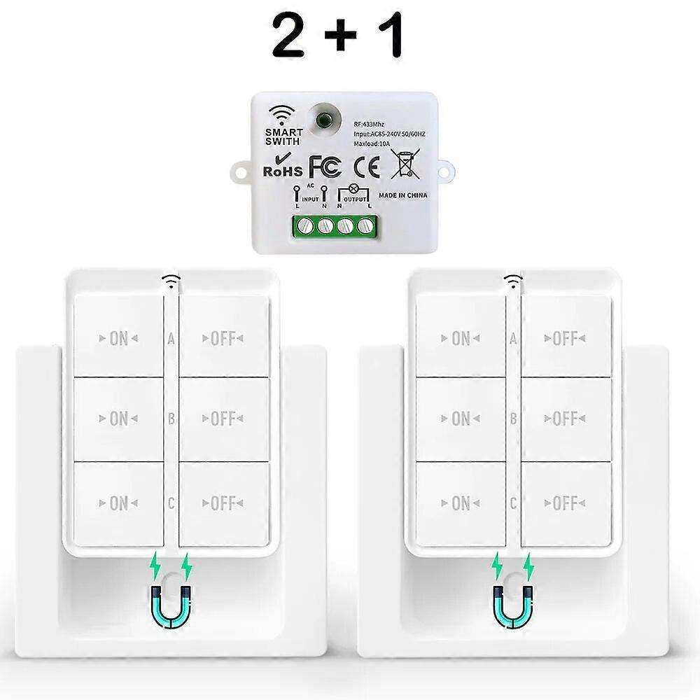 Wireless Smart Light Switch 433Mhz RF 86 Wall Panel Switch with Remote Control Mini Relay Receiver 220V Home Led Light Lamp Fan