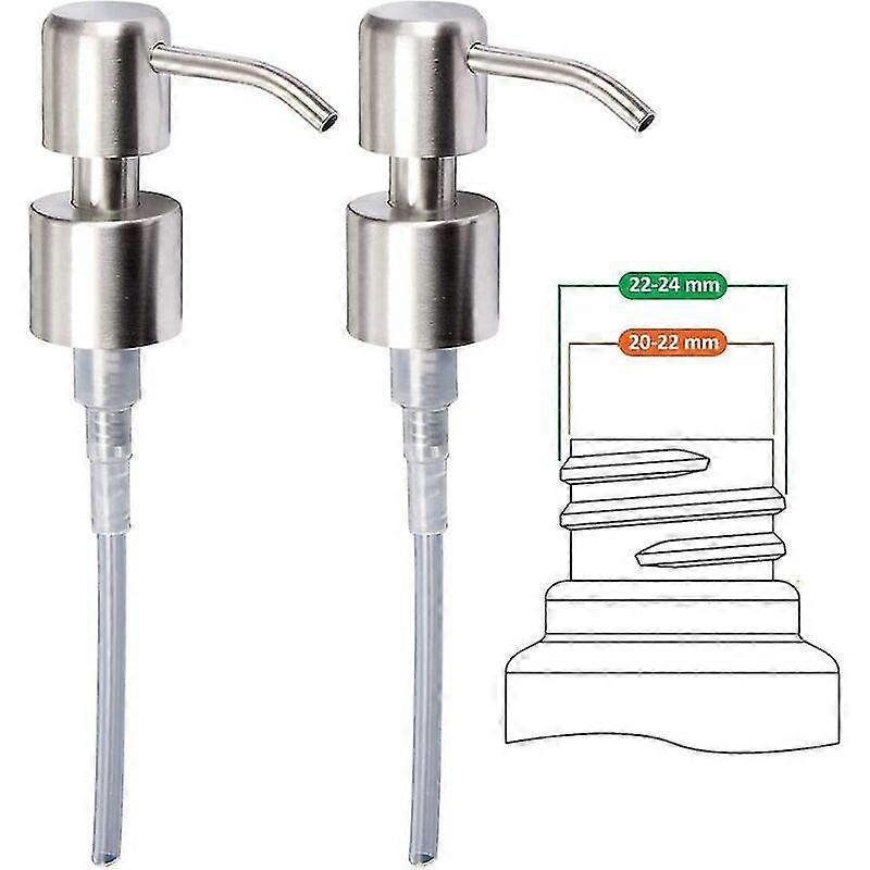 مضخة بديلة لموزع الصابون السائل - ستانلس ستيل، مطلي بالنحى من الستانلس ستيل، 2 قطعة - 24 مم