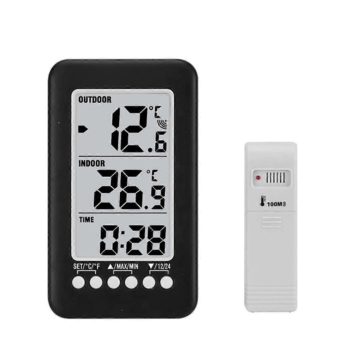 Digital Thermometer Meter with Clock Function Outdoor Indoor LCD Wireless Temperature Thermometers