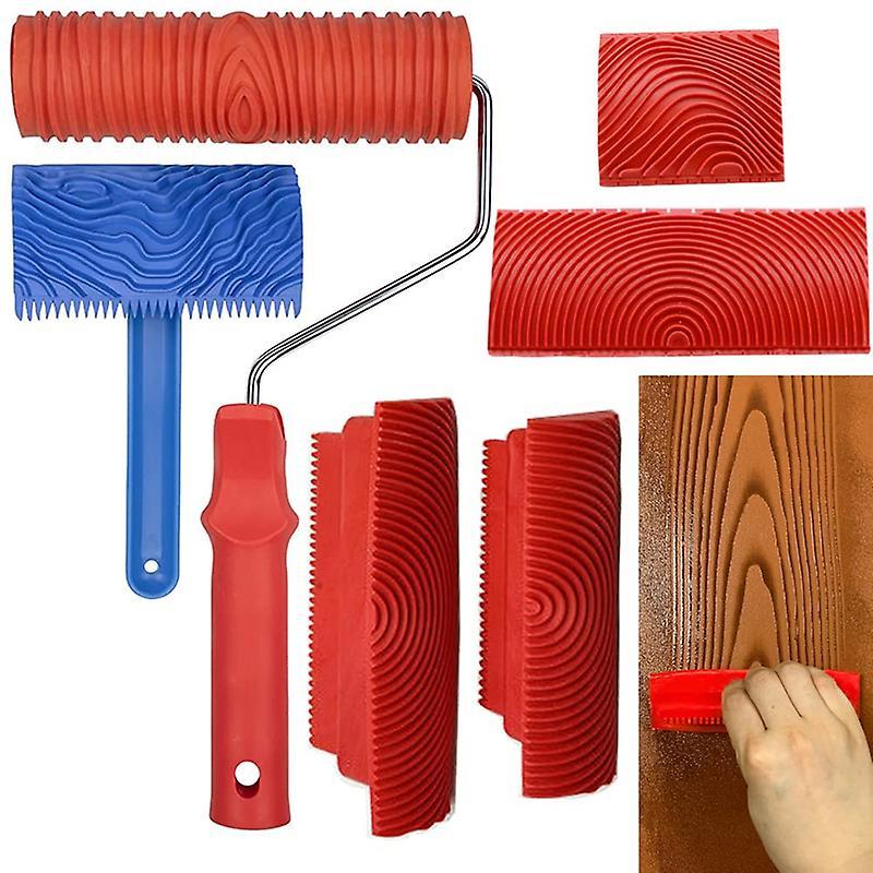 Wood Grain Tool Set  6Pcs 7 Inch Graining Painting Tool Wood Texture Paint Roller Wood Pattern Tools For Wall Room Art