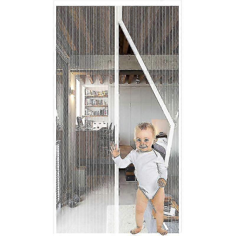 ناموسية مغناطيسية شاشة باب أبيض مناسب لحجم الباب 80 × 200 سم. باب شاشة شديد التحمل مع مغناطيس لباب زجاجي منزلق. شاشة مغناطيسية