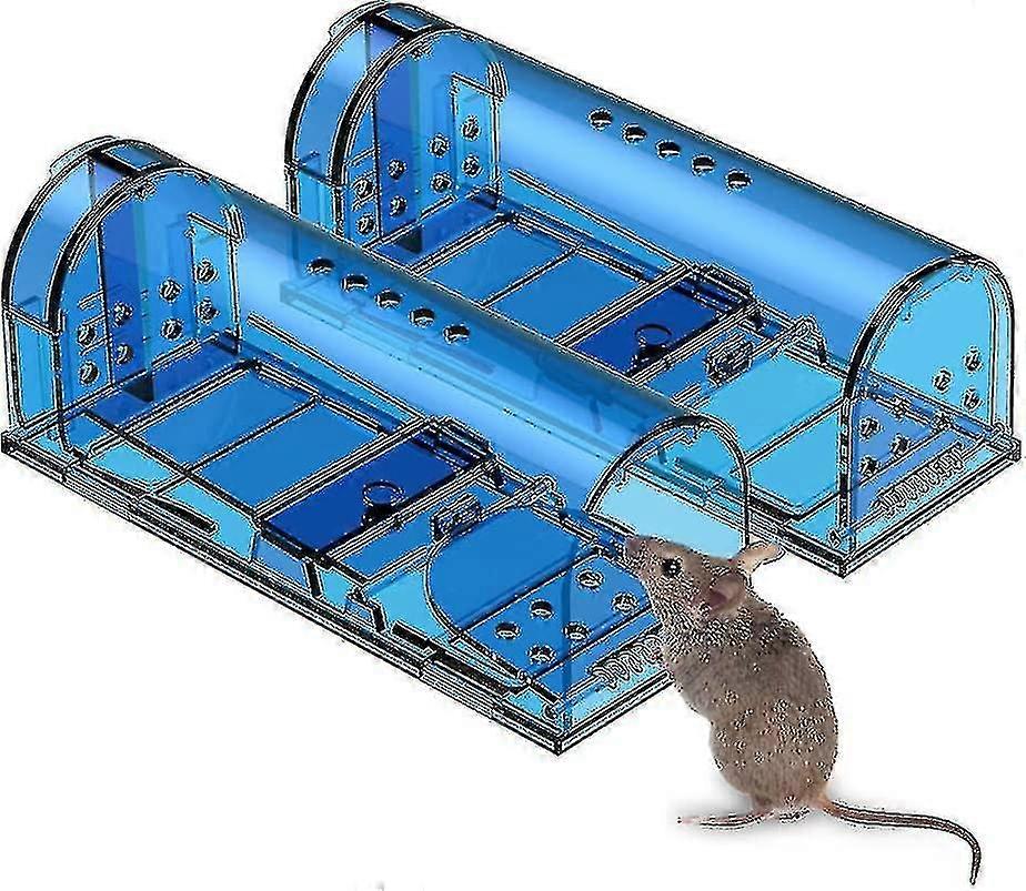 Humane Mouse Trap | 2 Pack Catch And Release Mouse Traps That Work | Best Indoor/outdoor Mousetrap Catcher Non Killer Small Mole Capture Cage