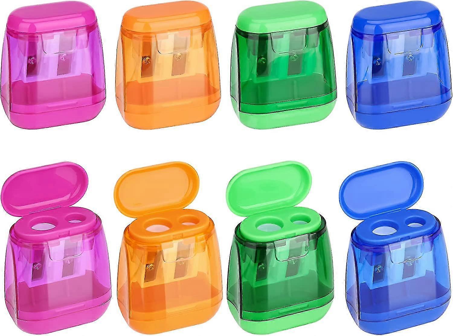 8 Pieces 4 Colors Pencil Sharpener With Case.kids Sharpener.pencil