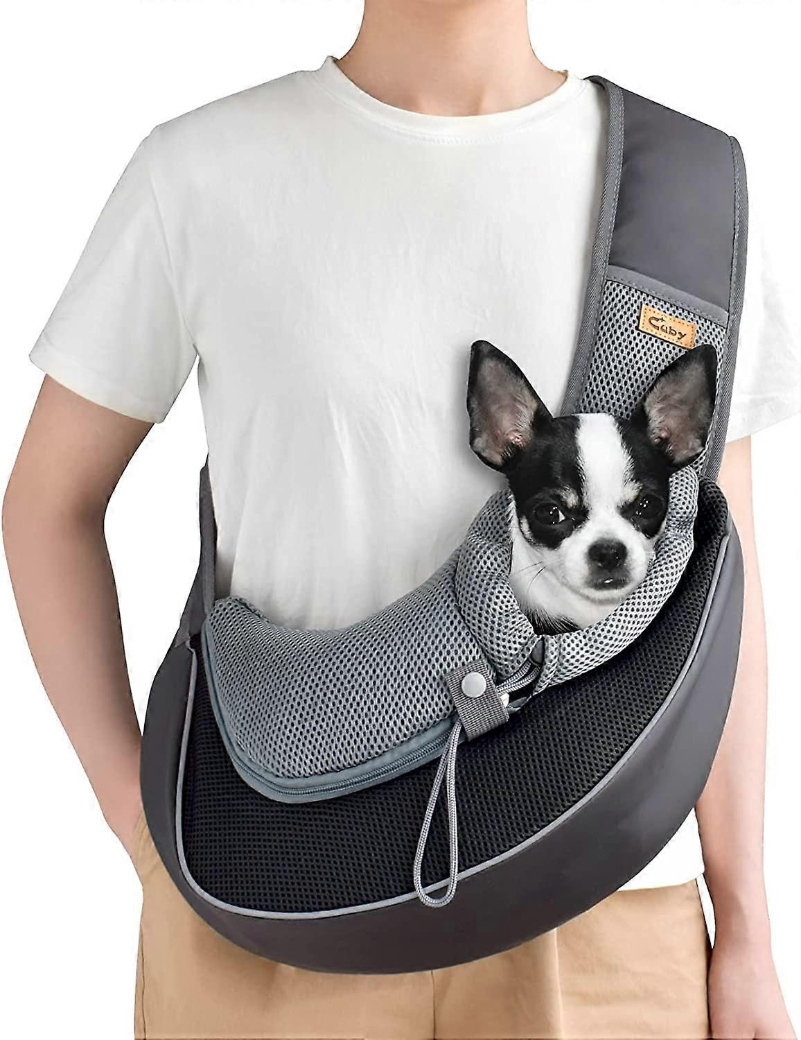 Cuby Pet Sling Carrier for Small Dogs Cats,Drawstring & Zipper Security Hook Triple Designs