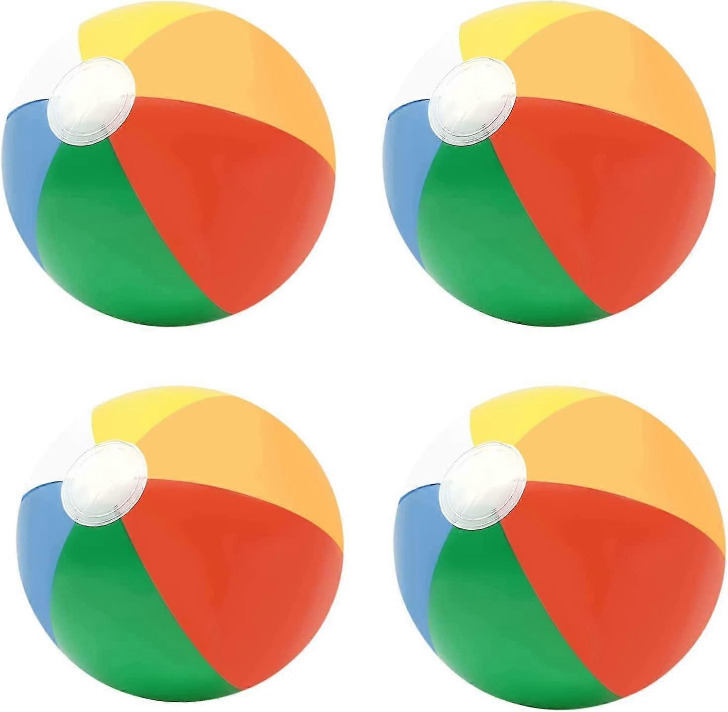 4 Pcs Beach Balls, 30cm Colorful Beach Ball Pool Float Balls Beach Toys For Outdoor Activity And Summer Seaside Party , Rainbow Beach Ball Bulk For Fa