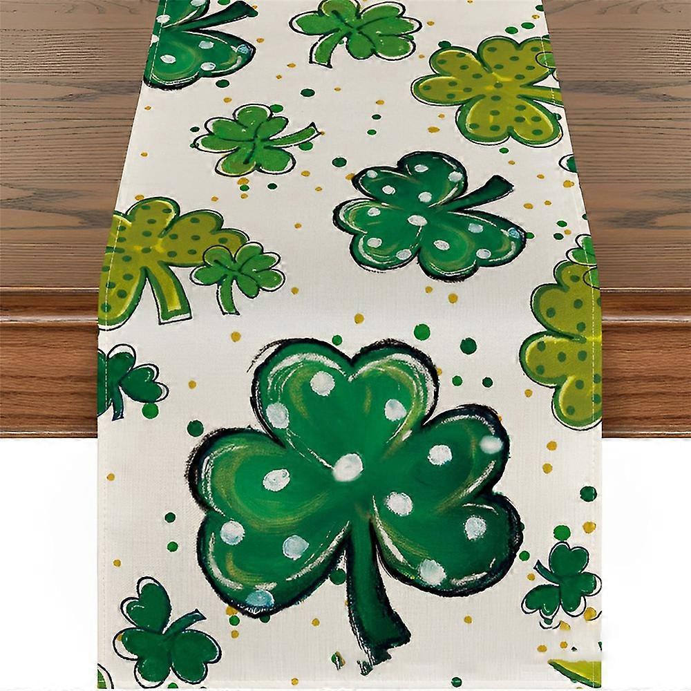 St. Patrick's Day Green Clover Table Runners Shamrocks Tablecloth Home Decor