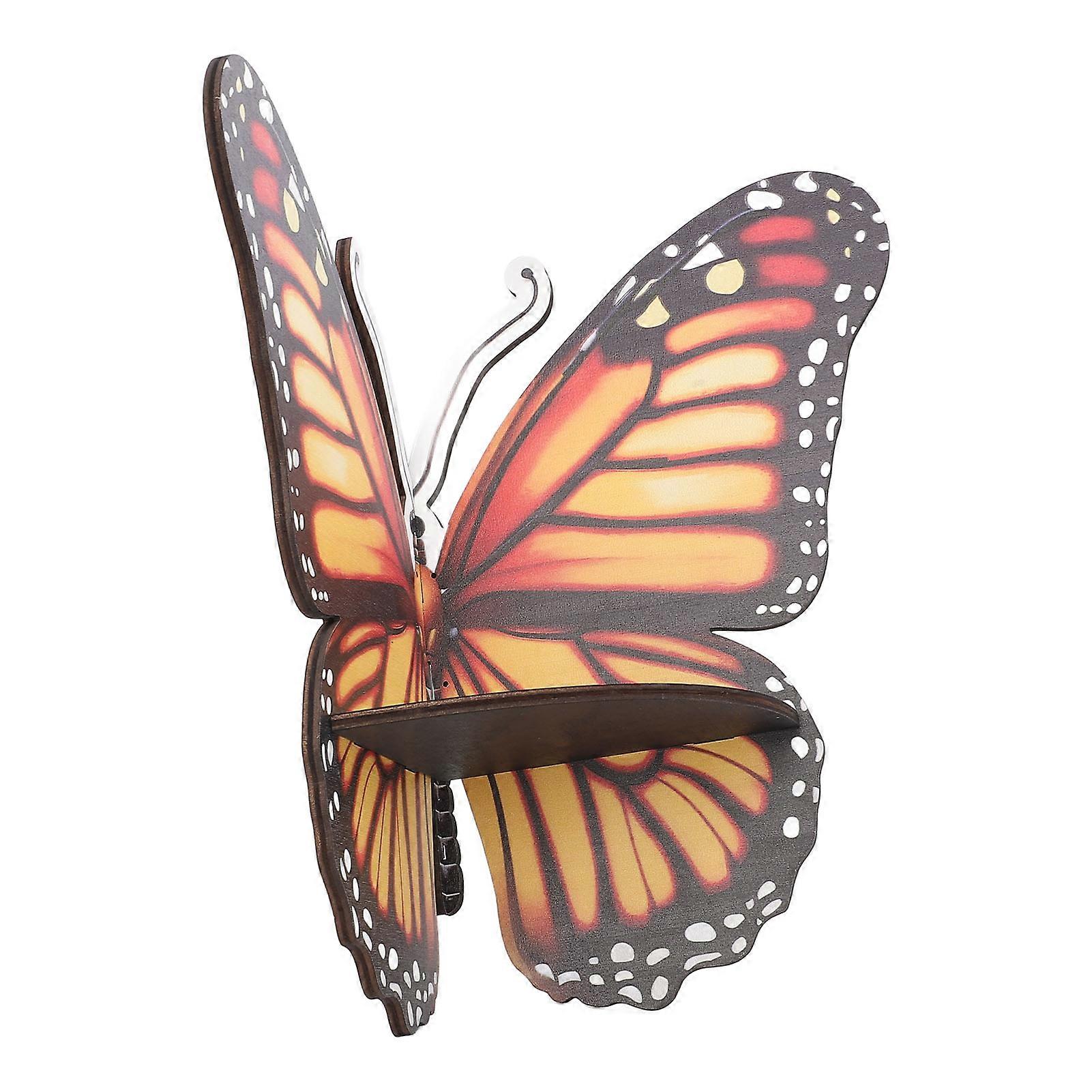 Butterfly Corner Shelf Aesthetic Display Multifunctional Wooden Butterfly Storage Mounted Shelf for Living Room Bedroom Yellow Black