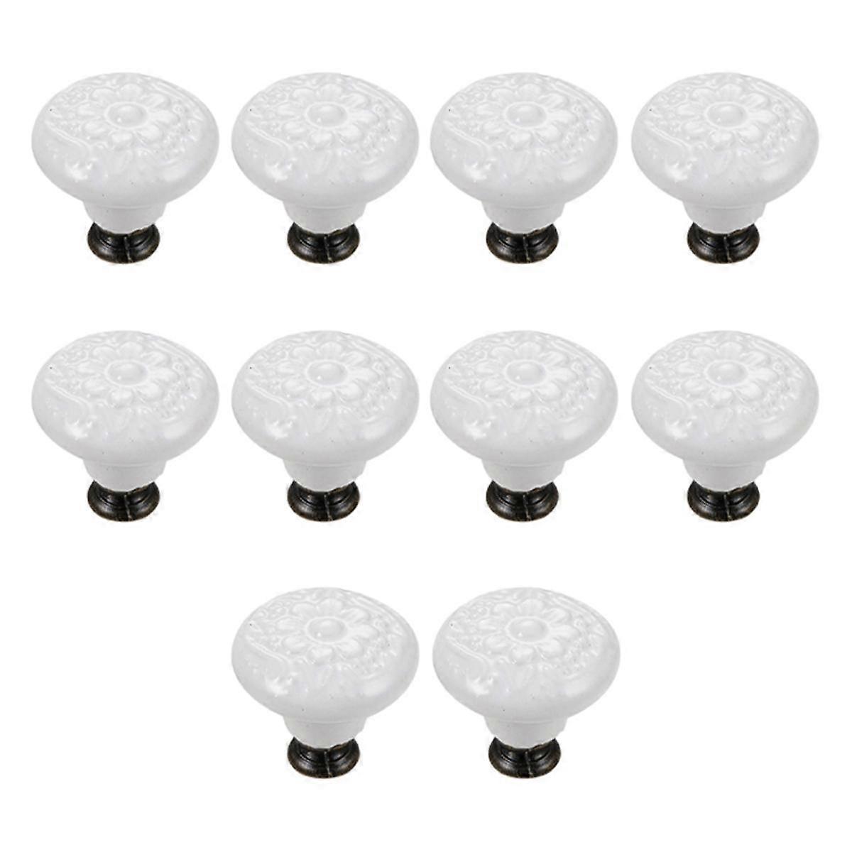 10 Pcs Drawer Pull Handles Round Cabinet Knobs Vintage Ceramic Door Knobs for Closet Cupboard Wardr