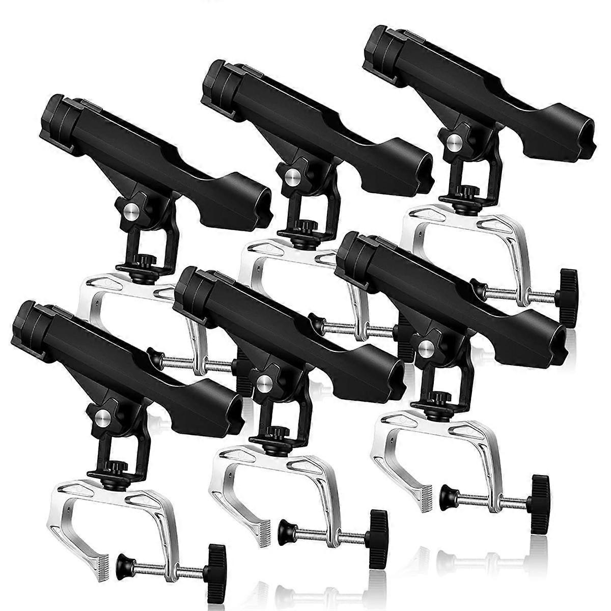 6 Pack Fishing Boat Rod Holder 360 Degree Adjustable Fishing Rod Stand Racks with Clamp Opening Fis
