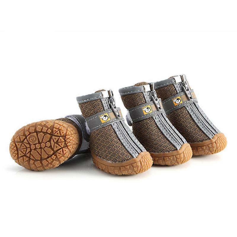 MIMIGO Dog Booties Paw Protector, Breathable Dog Shoes for Small Medium Dogs with Reflective Straps, Anti-Slip Puppy Hiking Boots for Hot Pavement Har
