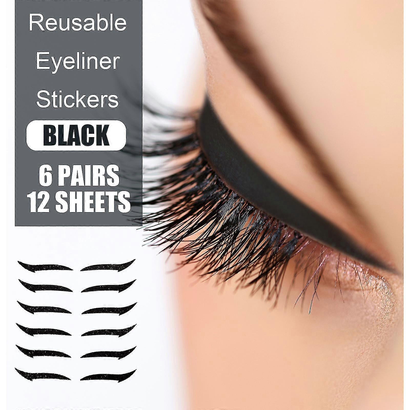 6pairs Reusable Eyelid Stickers Instant Outline Winged Lid Cosmetic Easy Applica