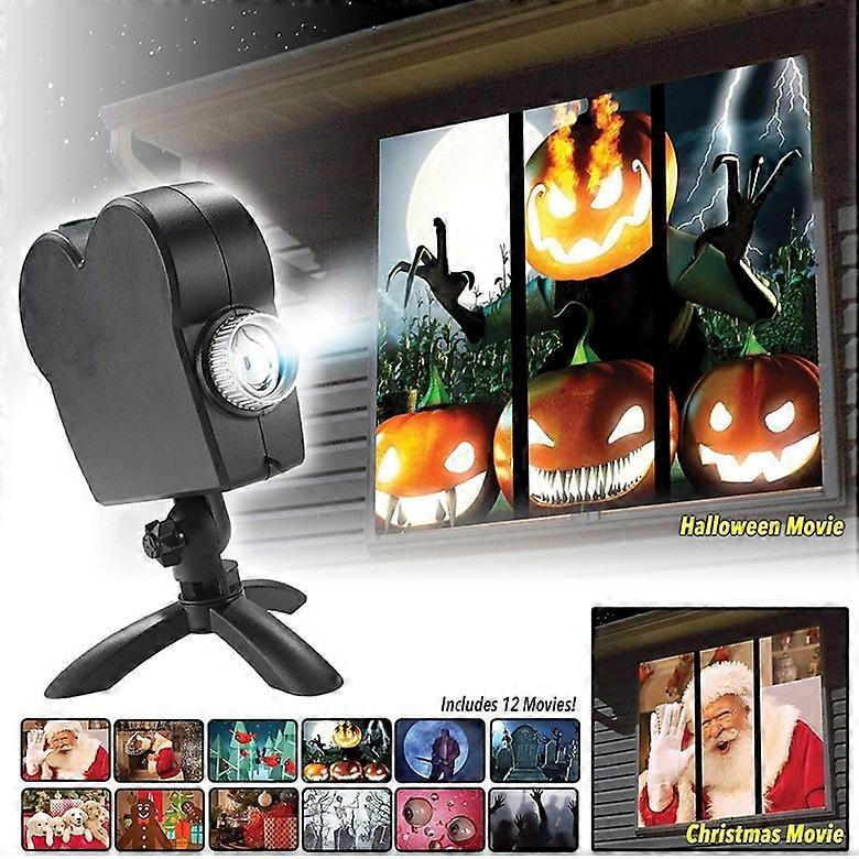 Vánoční Halloween Projektor 12 Filmy Stage Disco Light Window Display Laser Lamp Wonderland Party Decor