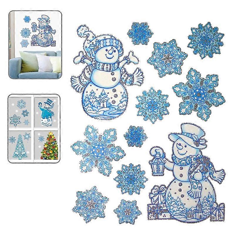 Christmas Snow and Snowman Pattern Glitter Window Stickers