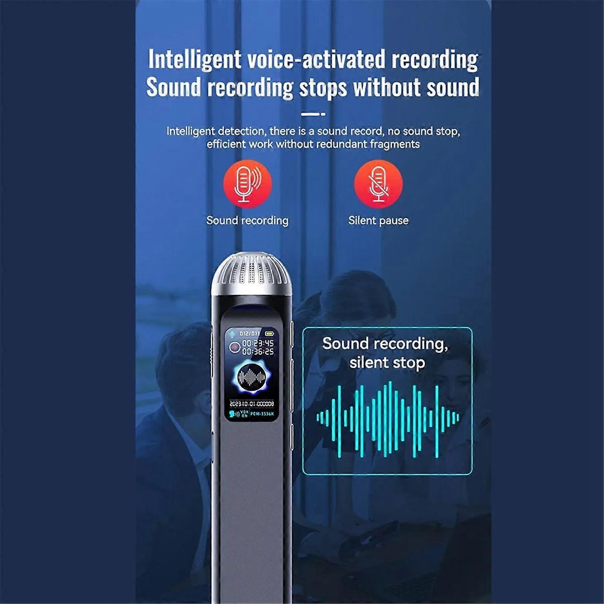Small Activated Voice Recorder +Microphone,Professional Noise Cancel Audio Dictaphone Mini Sound Recorder MP3 Player 16G