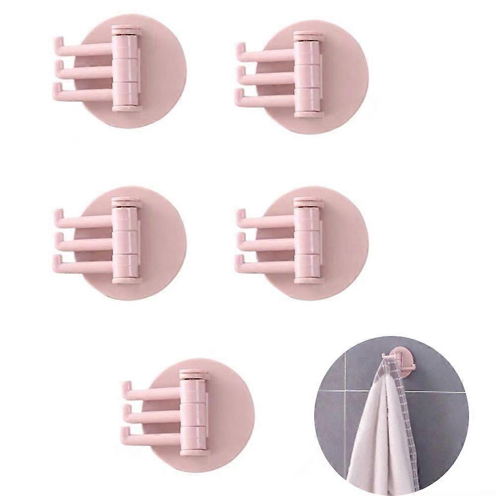 Self-adhesive hook Kitchen Creative wall hook Wall adhesive hook Self-adhesive hook No-drilling hook Bathroom hook 5pcspink