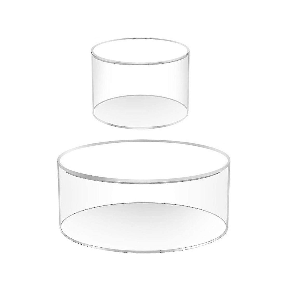 2 stuks acryl vulbare cake display board duidelijke ronde vulbare cake stand display box voor bruiloft bi