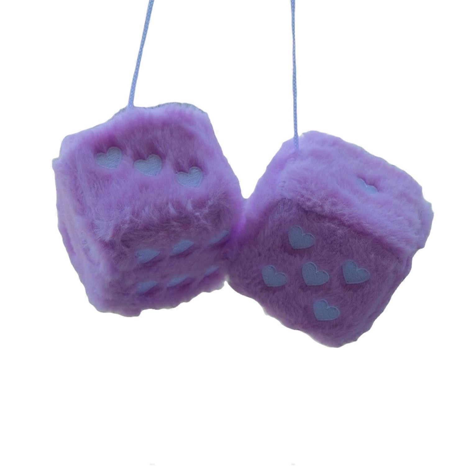 Plush Dice Pendant with Heart Shaped Dots Hanging Dice Decoration Soft Fluffy Vintage Car Hanging