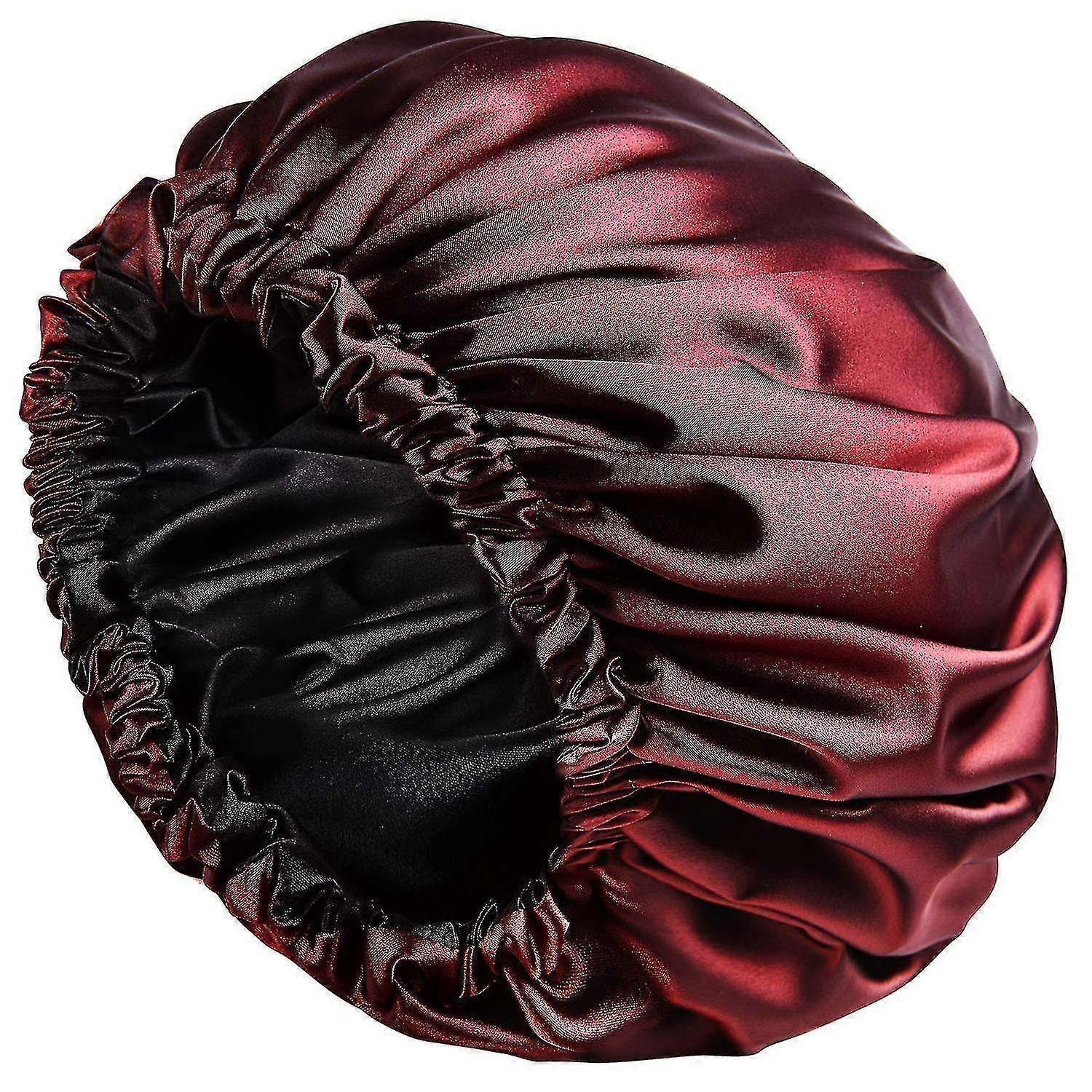 Satin Bonnet Sleep Bonnet Cap - Extra Large, Double Layer, Reversible, Adjustable Satin Cap For Slee