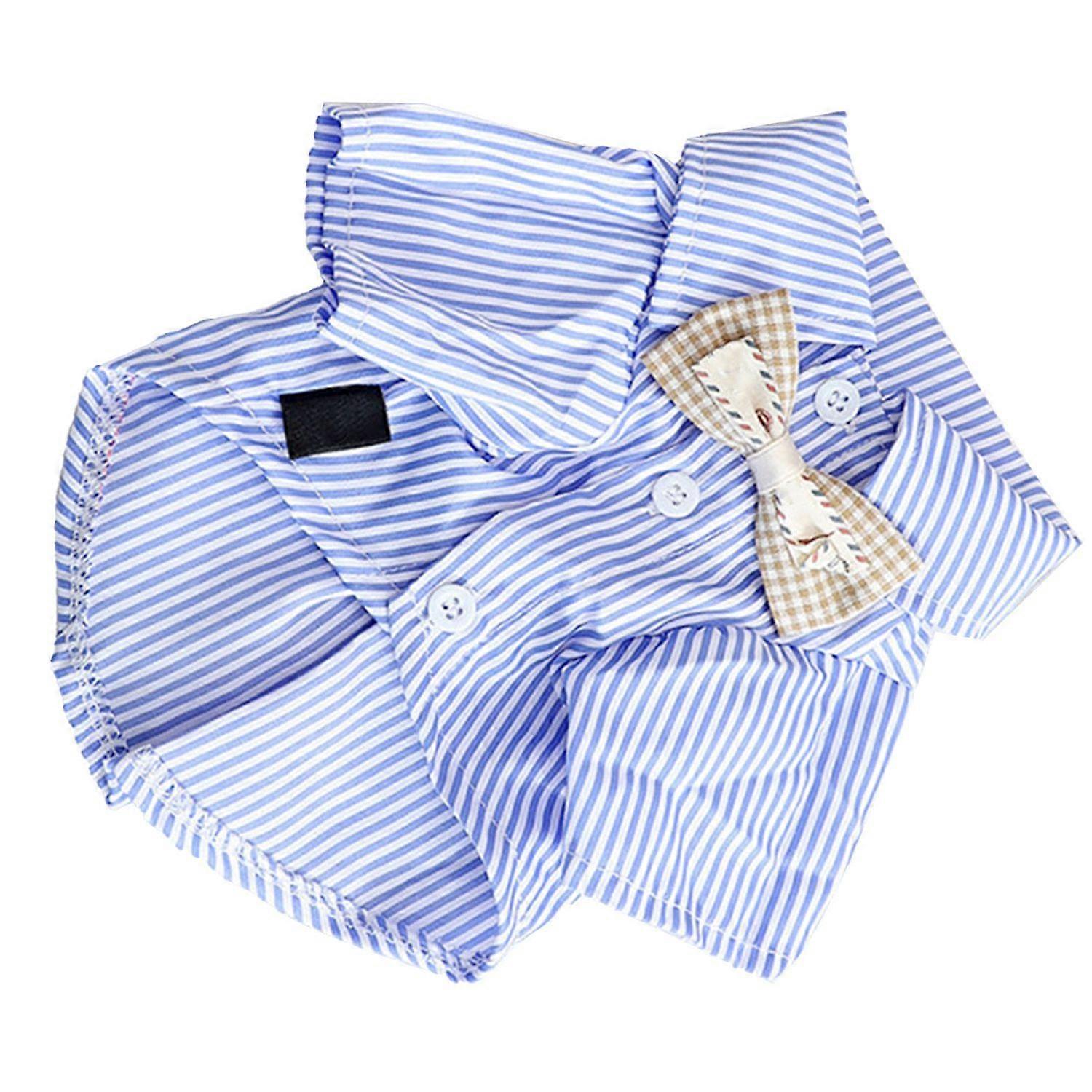 Striped Dog Shirt Breathable Casual Short Sleeve Puppy Clothes with Bow for Teddy Pomeranian for Spr