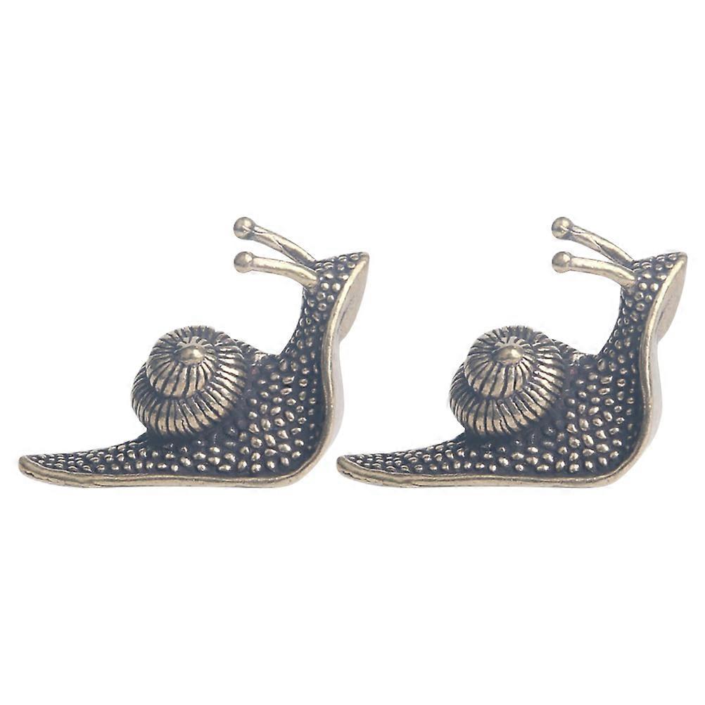 2Pcs Decorative Brass Snails Adorable Tea Pets Multi-function Snail Ornaments Tea Accessory