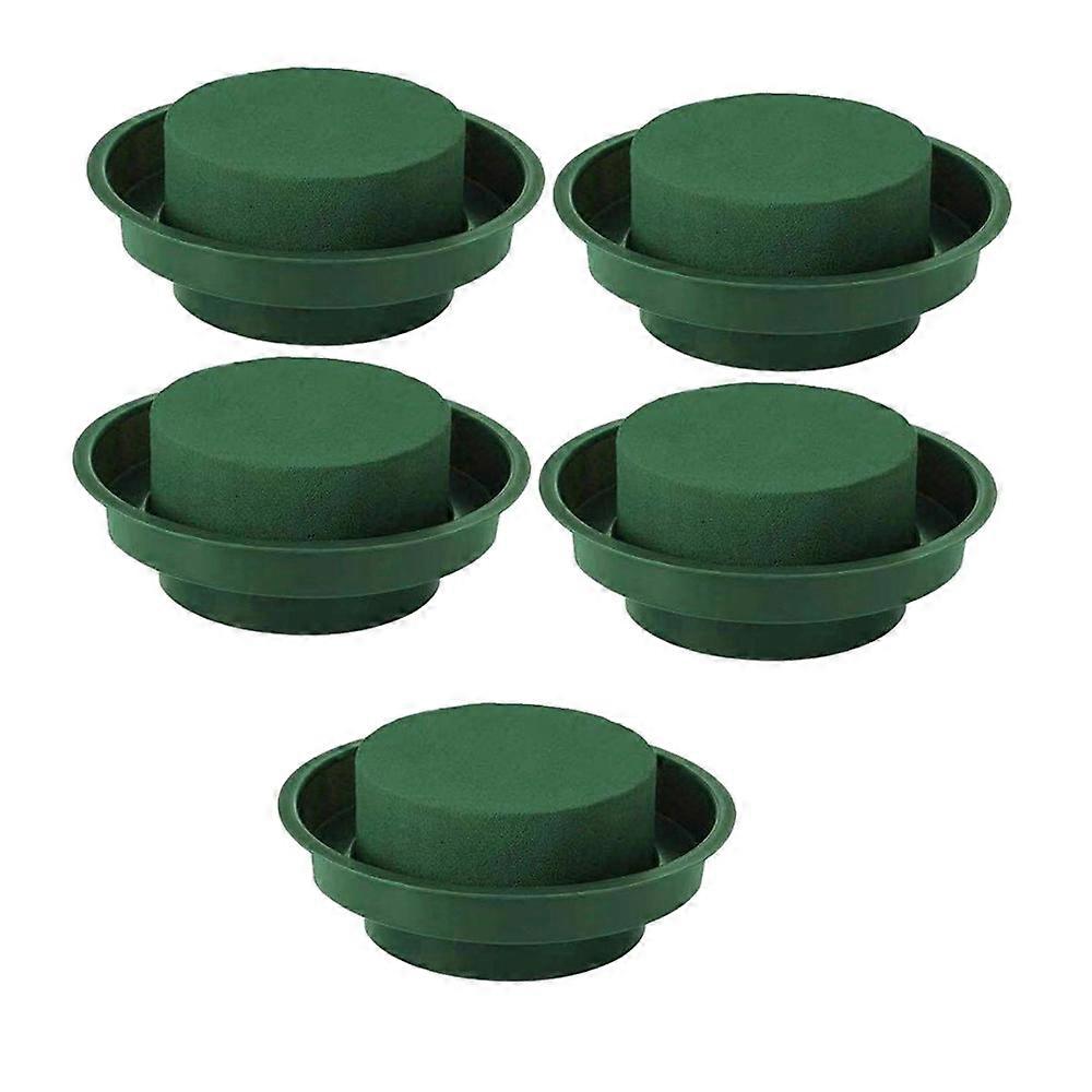 5 Pack DIY Flower Arrangement Kit Green Round Wet Floral Foam with Bowl, Wedding Aisle Flowers, Par