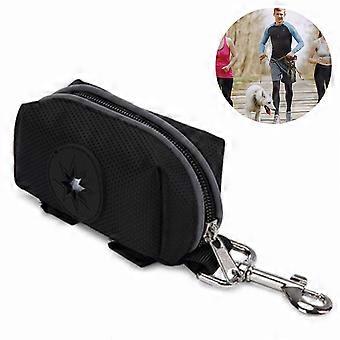 Dog Poop Bag Dispenser with Used Waste Bag Holder Carrier - Improved Elastic Strap & Met