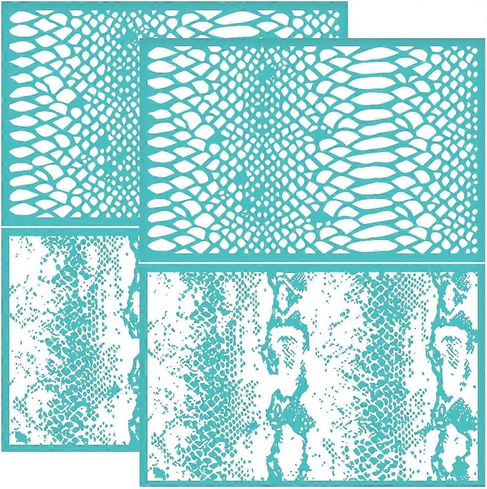 2Pcs 8.6x11 Inch Snakeskin Pattern Self-Adhesive Silk Screen Printing Stencil Abstract Line Silk Screen Stencil Snakeskin Theme Reusable Mesh Stencils