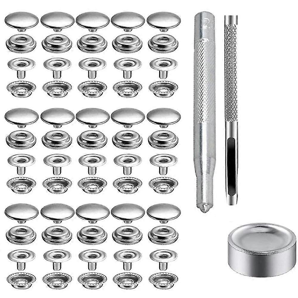 25sets(100pcs) Less Steel Snap Fastener Press Stud Cap Button E Boat Set E Ware Accessories