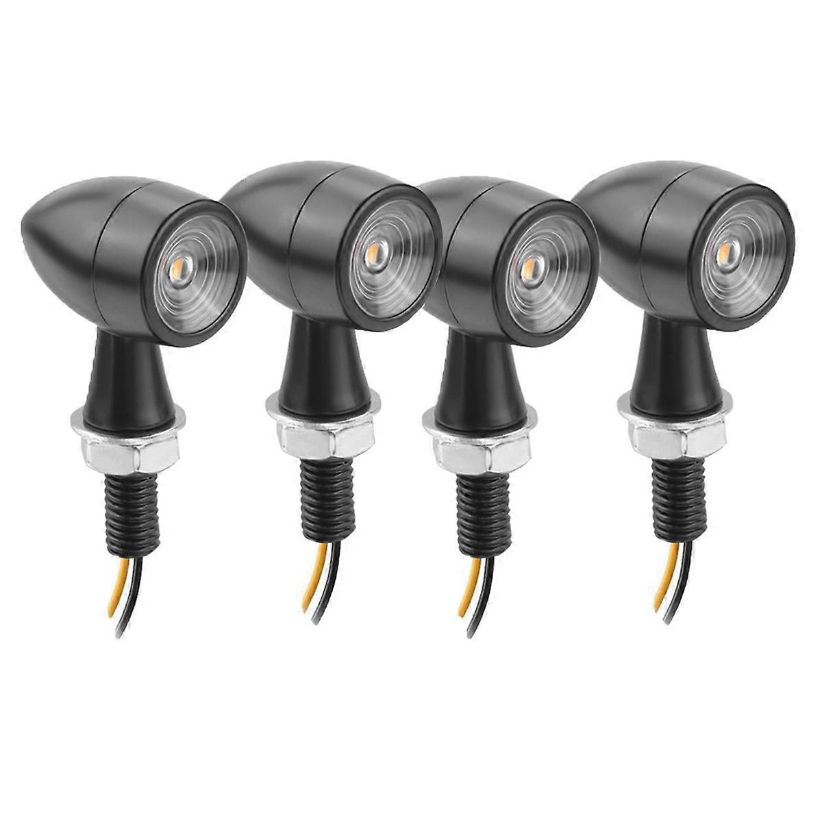 Motorcycle Led Turn Brake Running Bullet Mini Signal Lights Amber Flashing Indicator Blinker Yellow Brake Light for Honda Suzuki