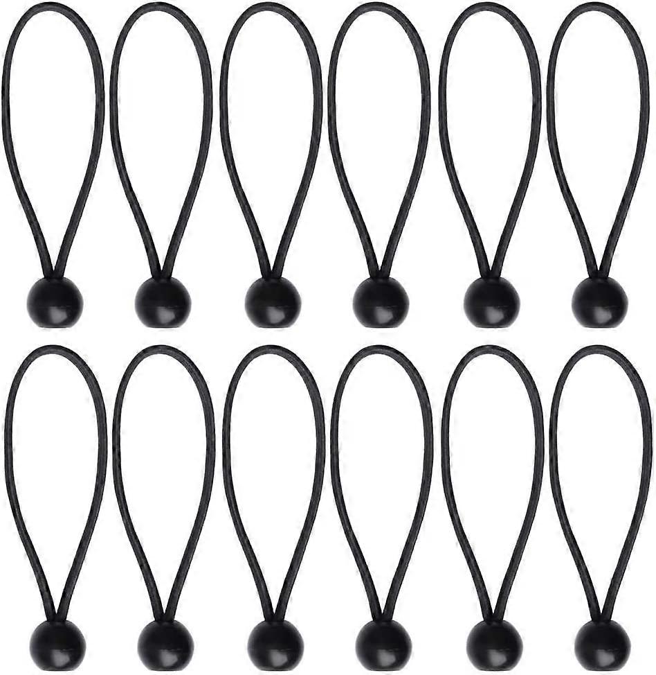 12 Pcs Black Tarpaulin Bungees Balls Tarp Bungee Cord for Banner, Tarpaulins, Pavilions, Tents, Tent Bungee Hooks, Tarpaulin Holder, Flag Poles