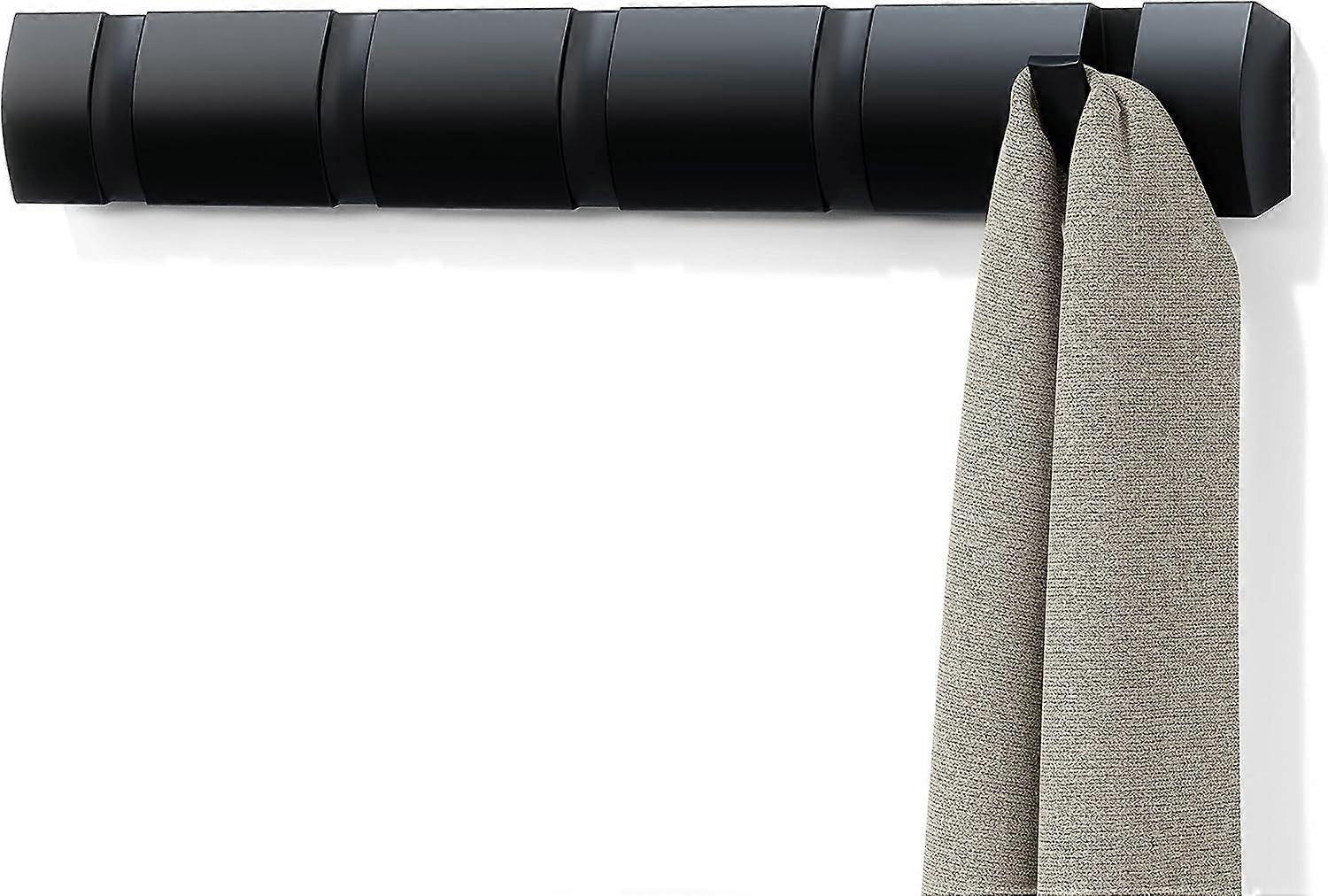 Black - coat hooks - modern, simple and space-saving with 5 removable hooks for coats, scarves, handbags etc.