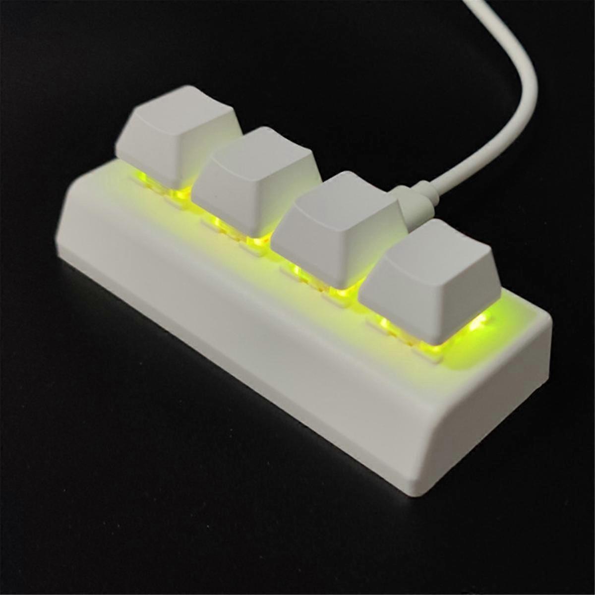 4 Keys Programmable Keypad Red Switch Ctrl C V Enter Mini Mechanical Keyboard Support NKRO for Gaming Office White A
