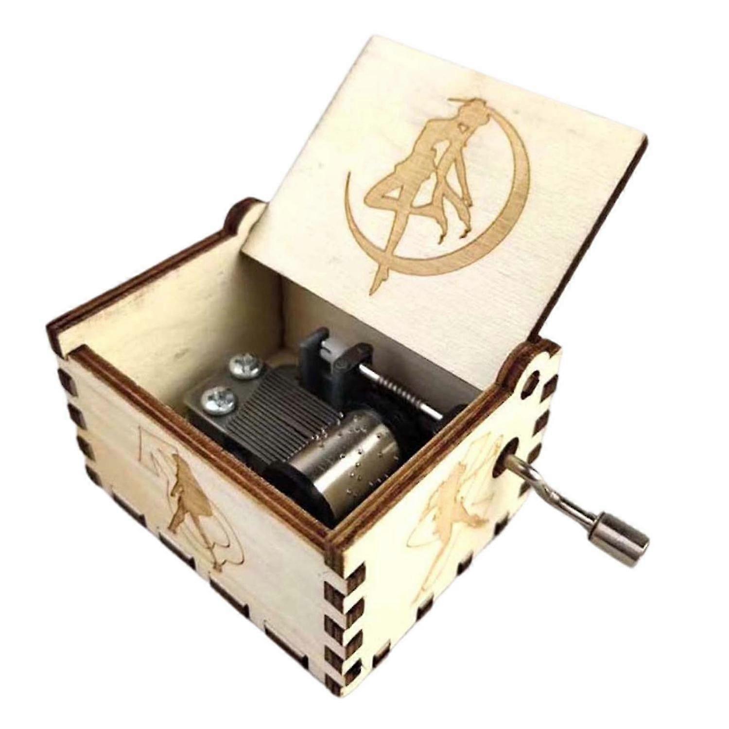 المحمولة العتيقة خمر محفورة مصغرة خشبية مربع الموسيقى الاطفال لعبة عيد ميلاد هدية