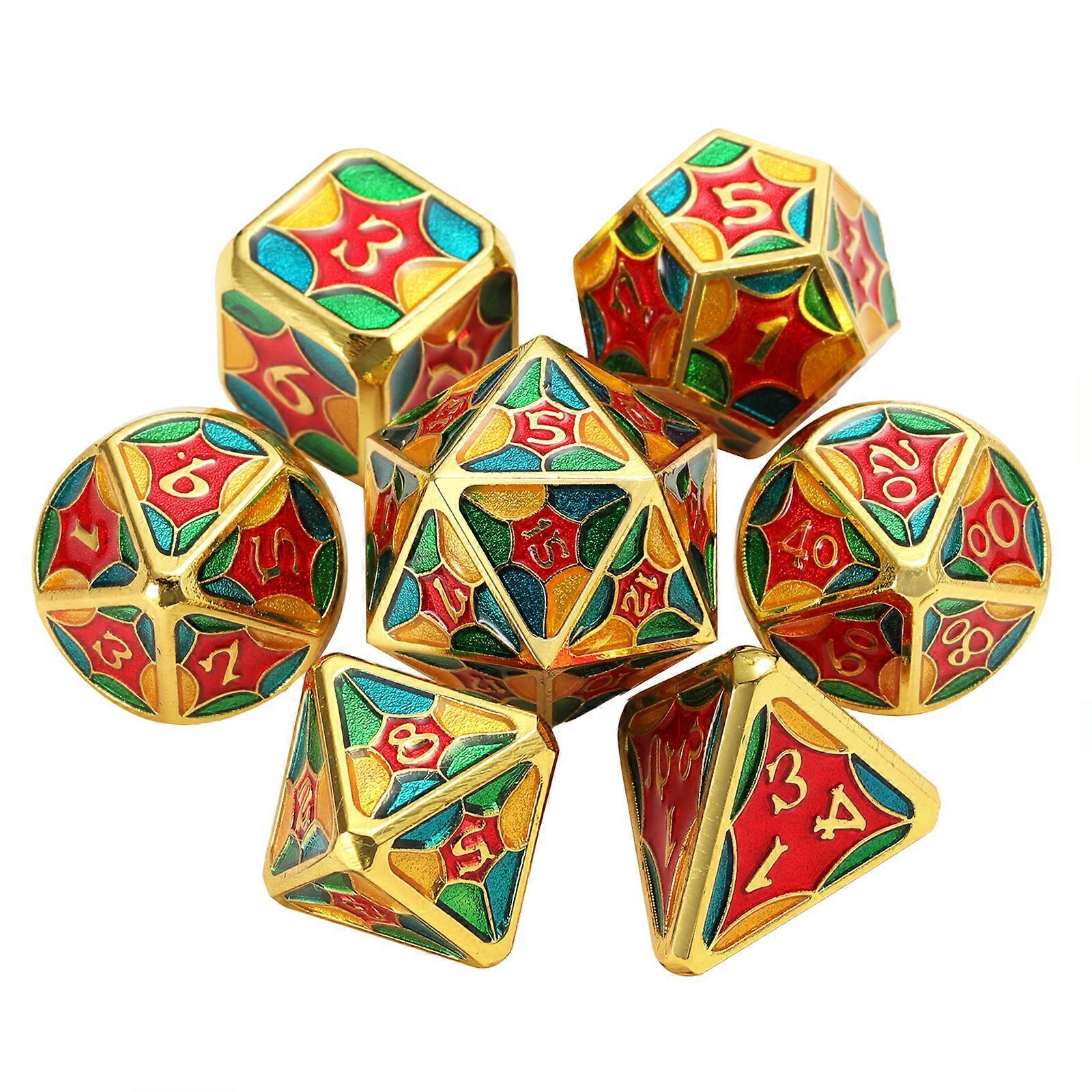 7Pcs Metal Multi-faceted Dices Set Digital Number Cubes Various Shapes Dices