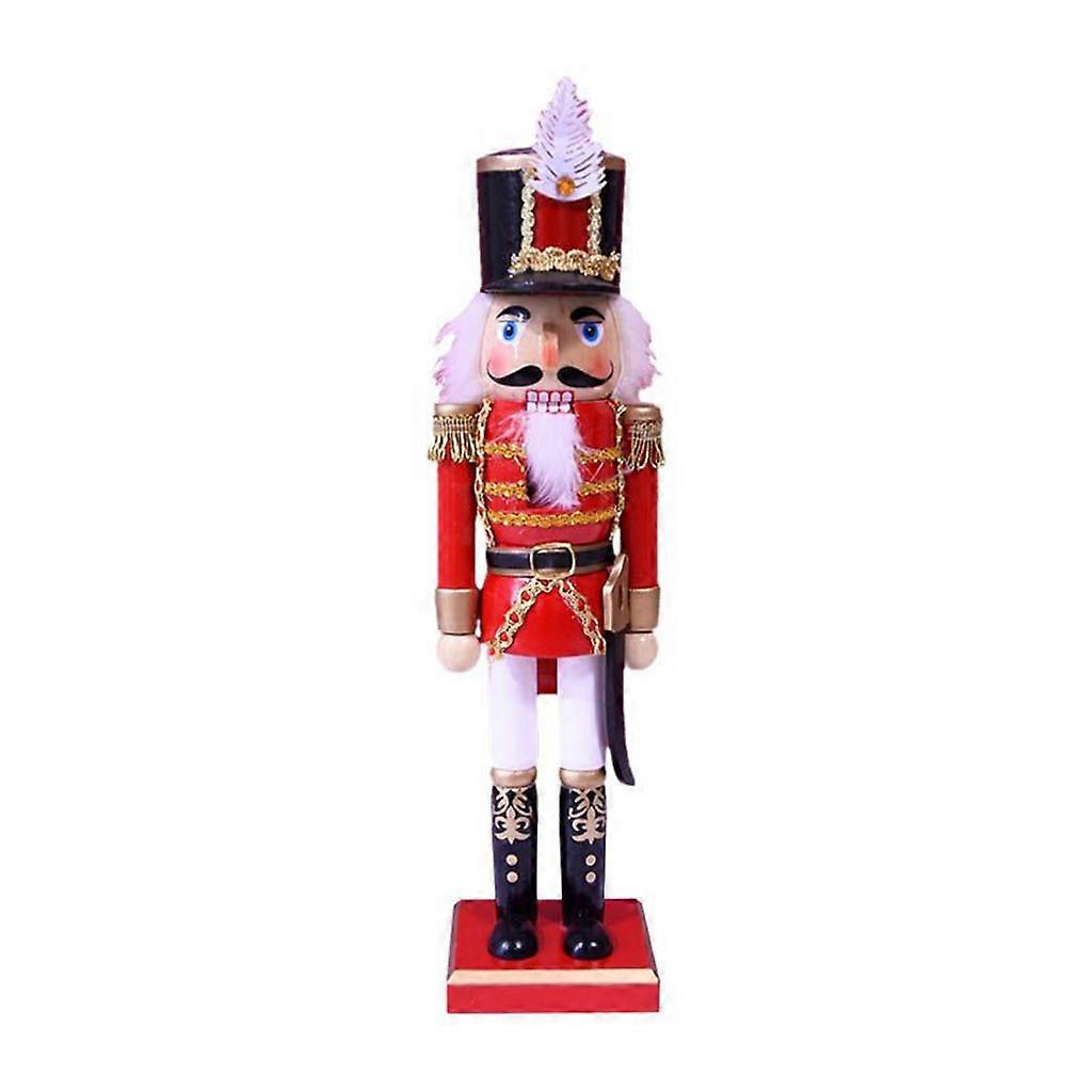 36cm Merry Christmas Decorations Feather Nutcracker Figurine Wooden Soldier Puppet Ornament for Indoor Winter Table